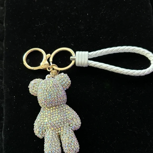 Sparkling Bear Keychain with Gold and Silver Accents - Picture 2 of 5